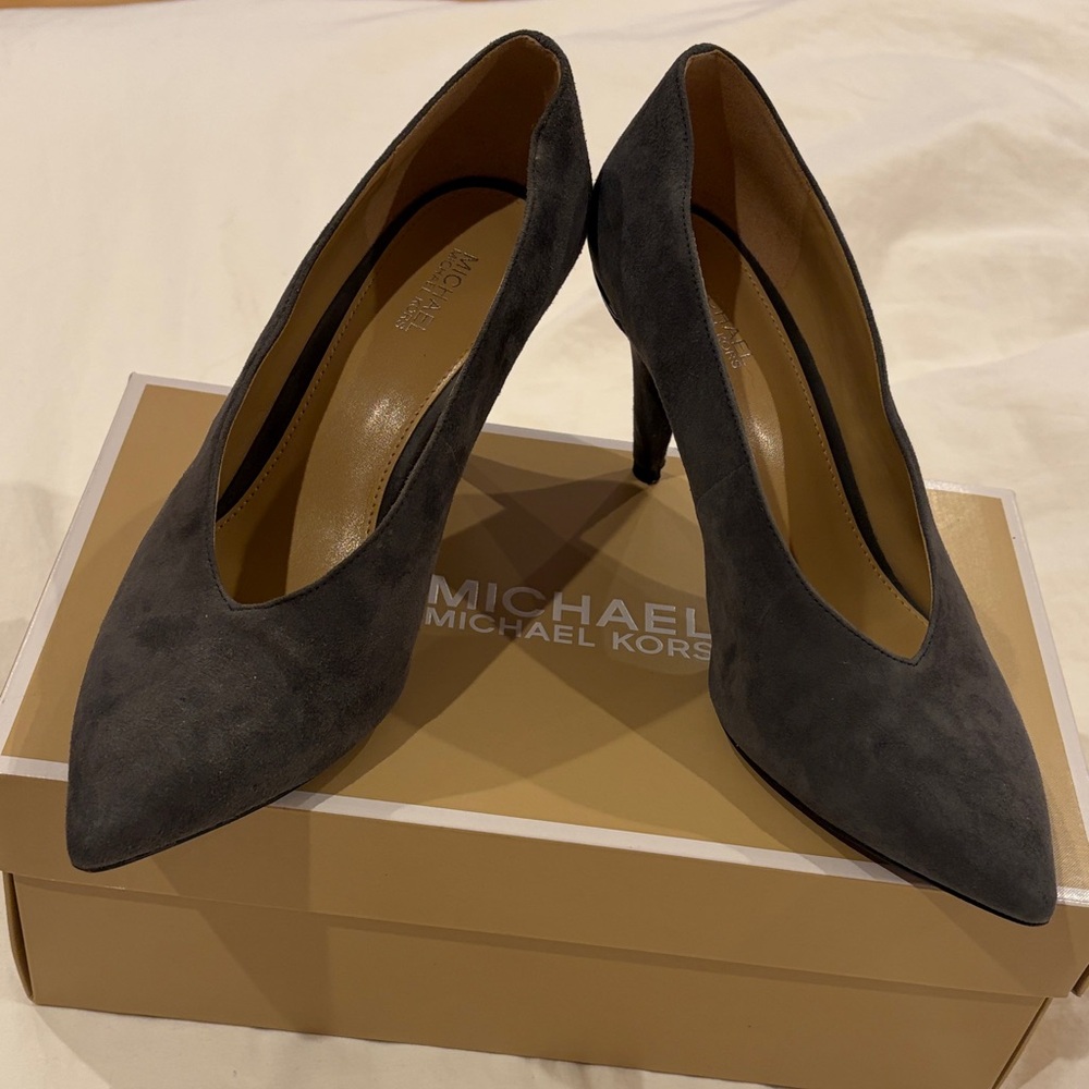 Michael Kors Lizzy Grey Suede Heels